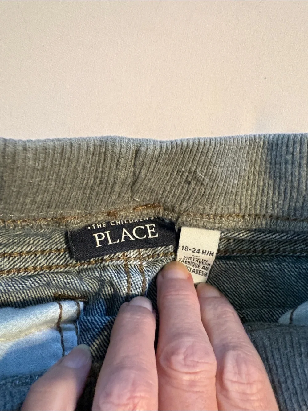 The Children's Place Blue Straight-Leg Jeans with Gray Rib Waist
